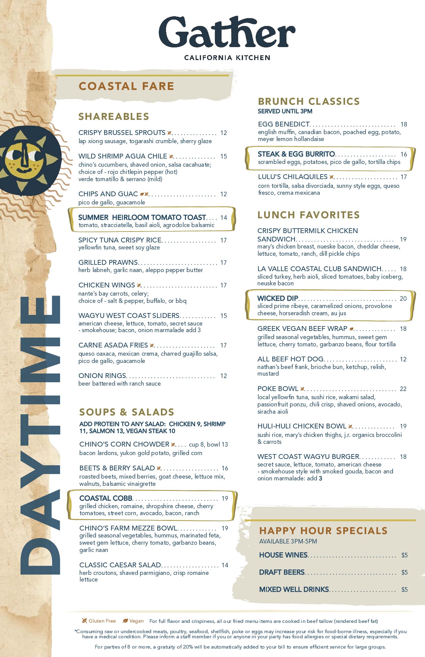 La Valle Gather Daytime Menu 2026-0722