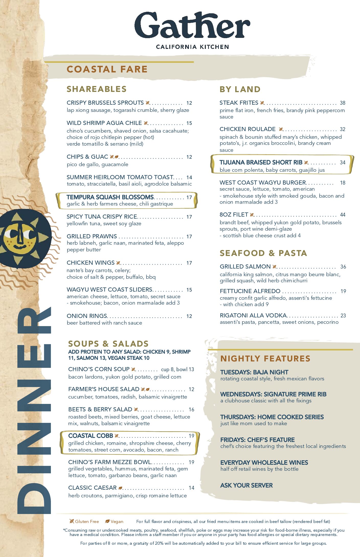 La Valle Gather Dinner Menu 2026-0722